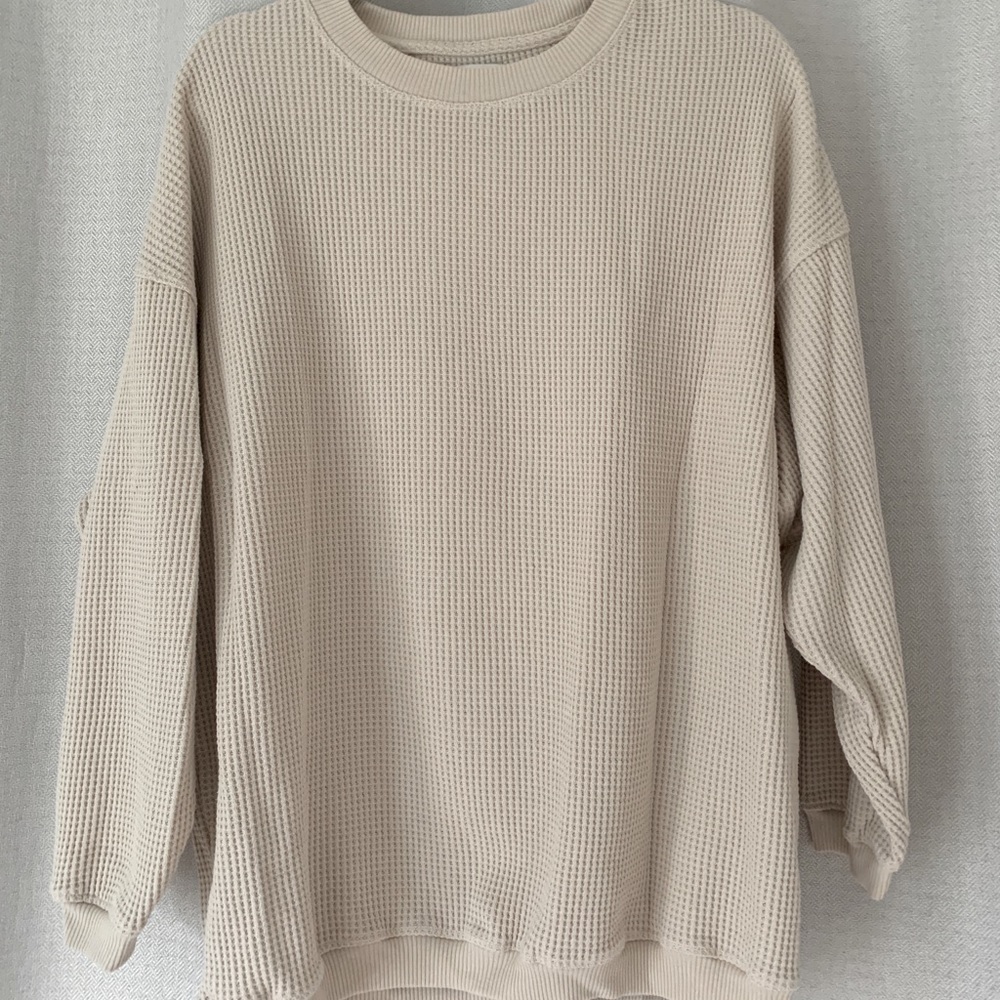 Aerie waffle crew neck sweatshirt size small